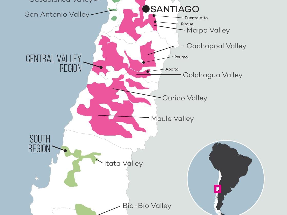 Harta din central valley, Chile