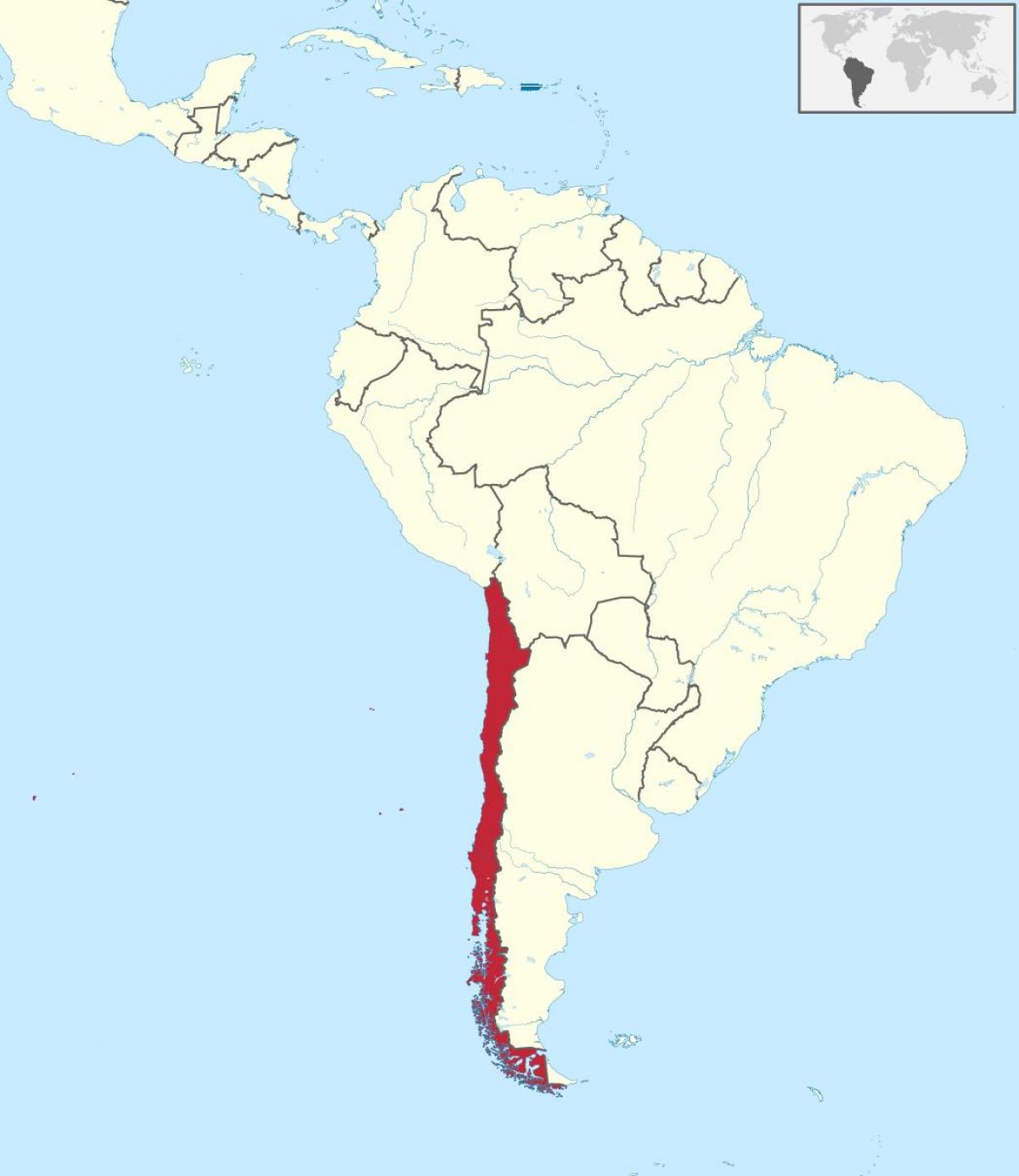 Chile în america de sud hartă