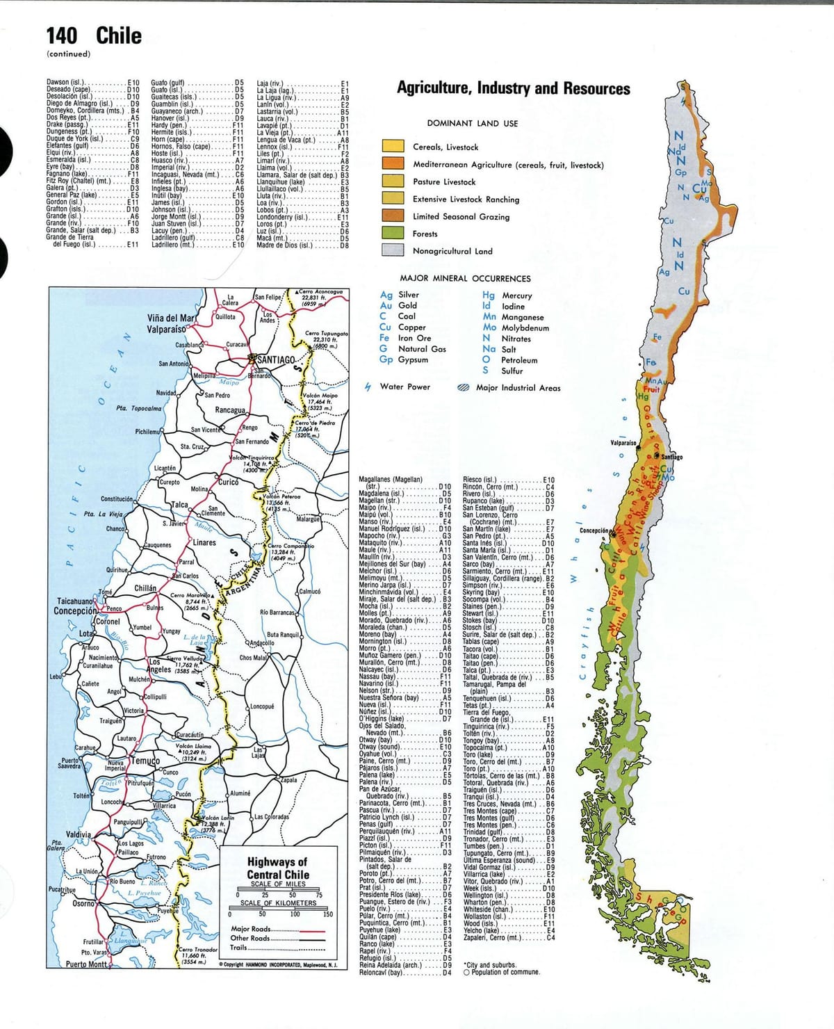 Harta Chile resurselor naturale
