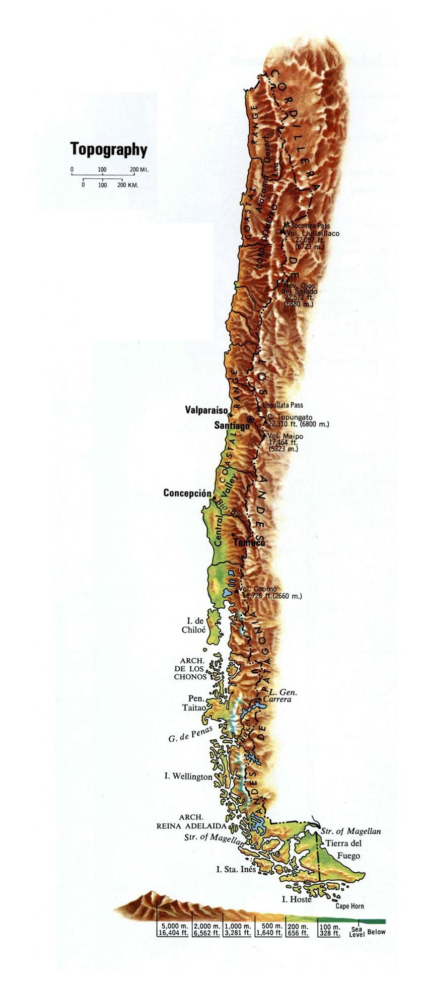 Chile altitudine hartă