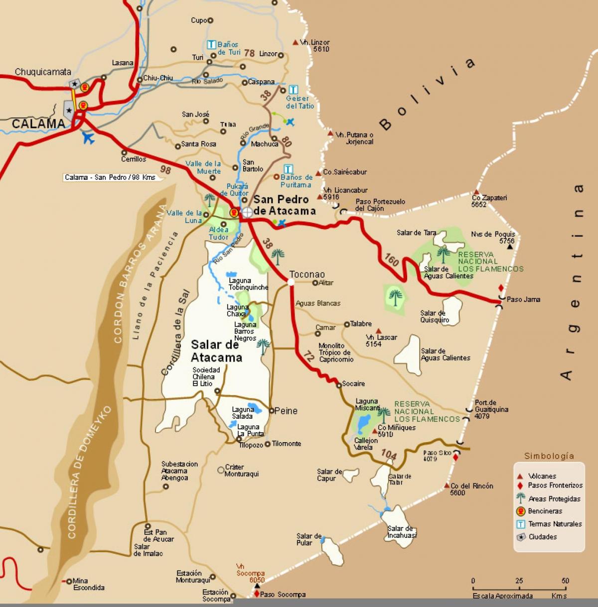 deșertul atacama din Chile hartă