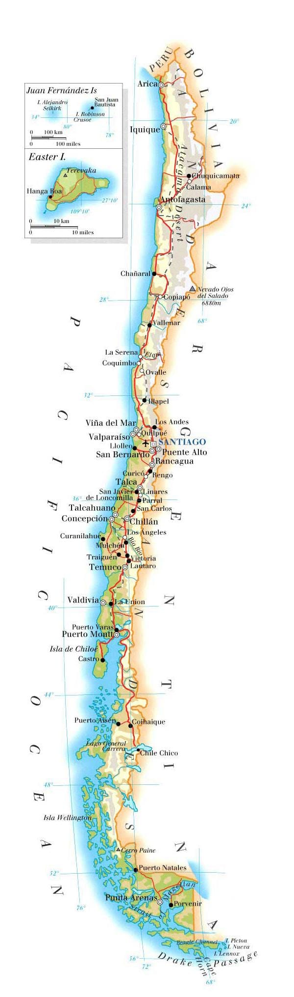 Harta Chile parcuri naționale