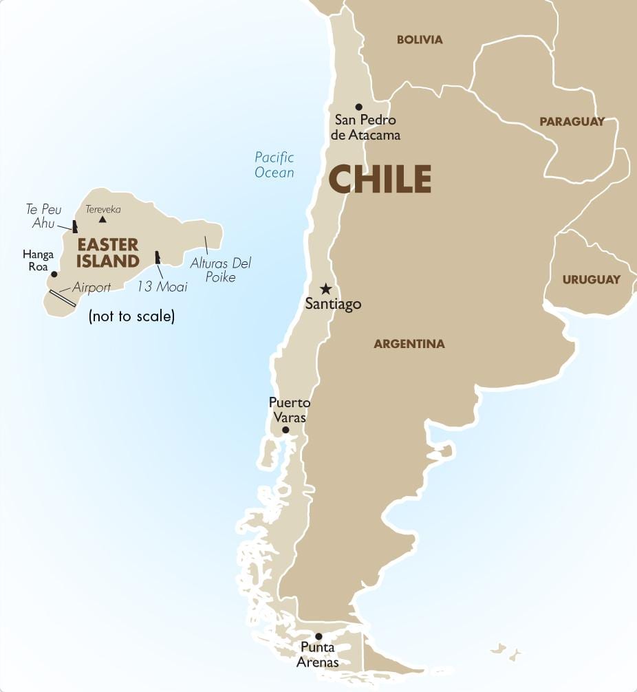 harta de Chile, inclusiv insula paștelui