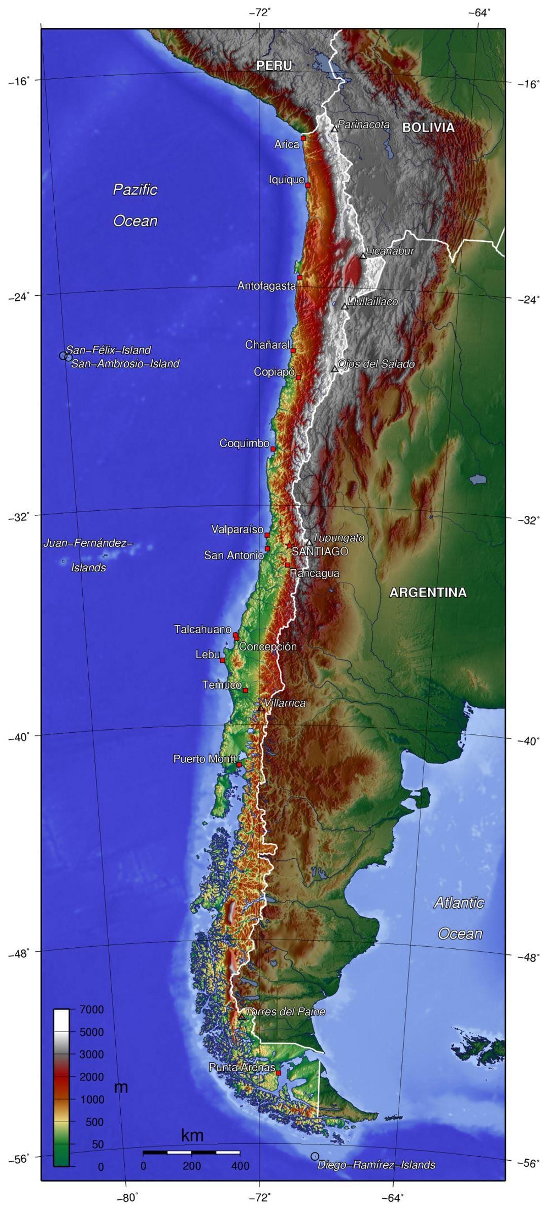 Chile geografie hartă