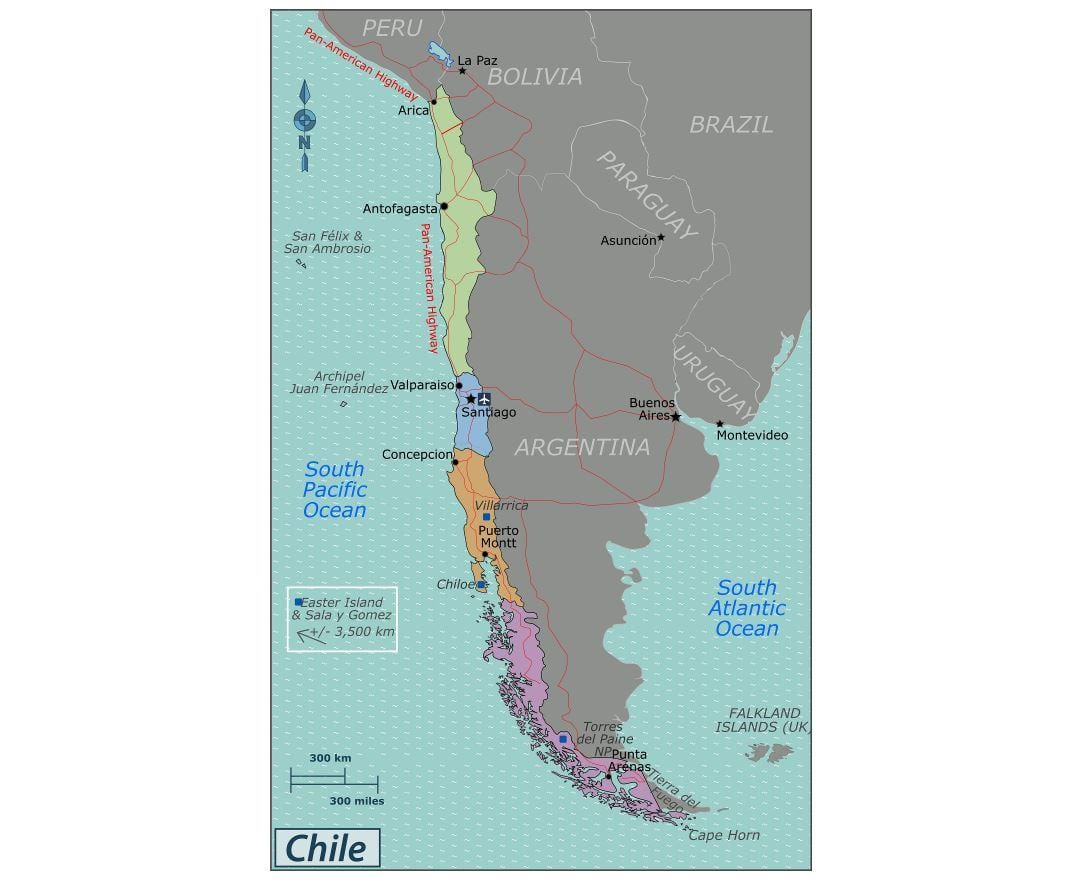 Harta de valdivia, Chile
